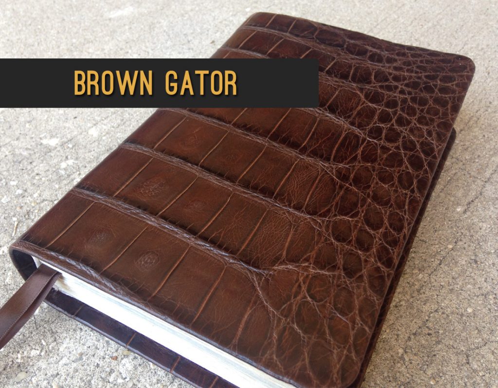 Brown gator leather bible - Repair & recover your Bible in exotic leather