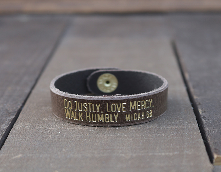Do Justly Love Mercy Walk Humbly Genuine Leather Bracelet
