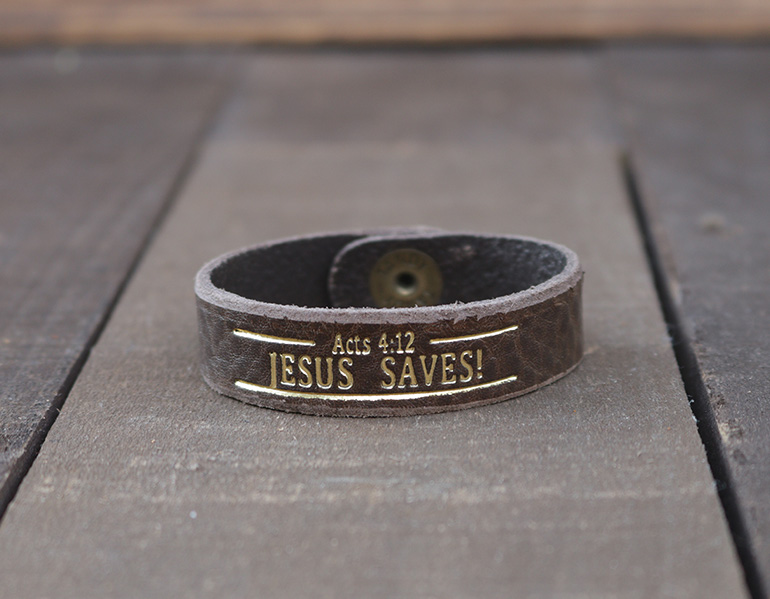 Jesus Saves Genuine Leather Bracelet