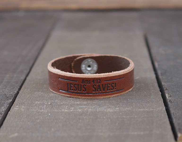 Jesus Saves Genuine Leather Bracelet