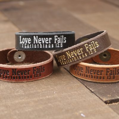 Love Never Fails Genuine Leather Bracelets