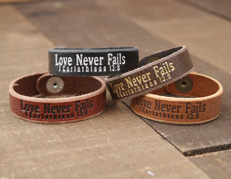 Love Never Fails Genuine Leather Bracelets