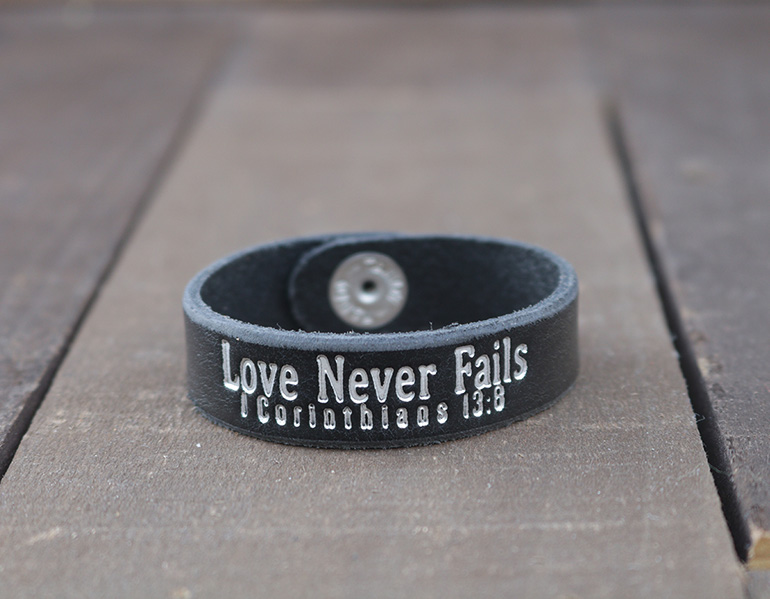 Love Never Fails Genuine Leather Bracelet