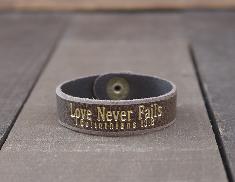 Love Never Fails Genuine Leather Bracelet