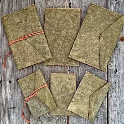 Refillable Leather Journal - Olive