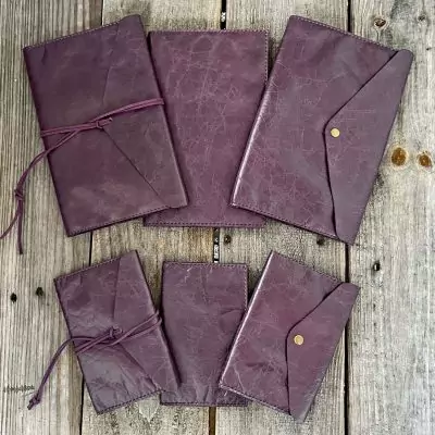 Refillable Leather Journal - Purple
