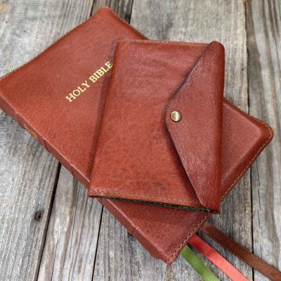 KJV Text Edition, Personal Size, Cognac Lambskin w/ Matching Journal