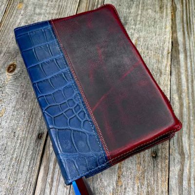 Two-Tone Genuine Florida Alligator / Pull-up Cow, Wide Margin Cameo KJV Bible
